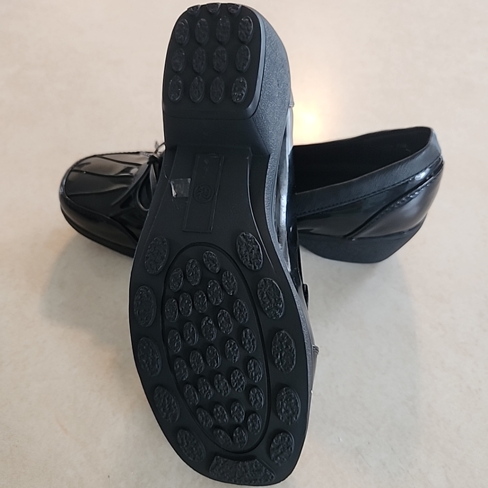 NEW Wanderlust Women's Sz 6.5W Black Vegan Patent Leather Topsider Duck Shoes - Picture 8 of 11